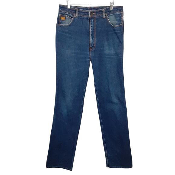 Vintage Sergio Valente Longhorn Embroidered Jeans Y2K Bootcut Dark Wash Mens 36 - Picture 1 of 15
